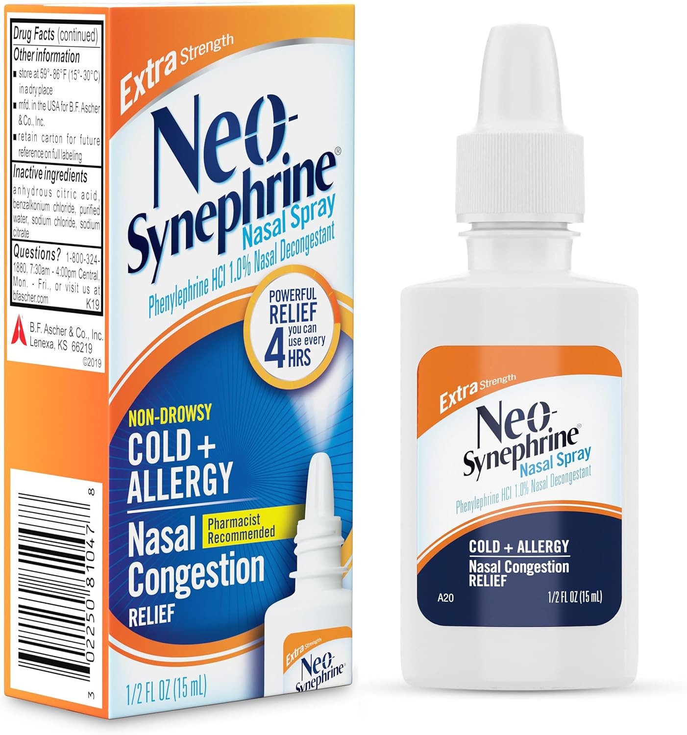Neosynephrine, Nasal Spray for Cold Sinus Relief Extra Strength, Clear