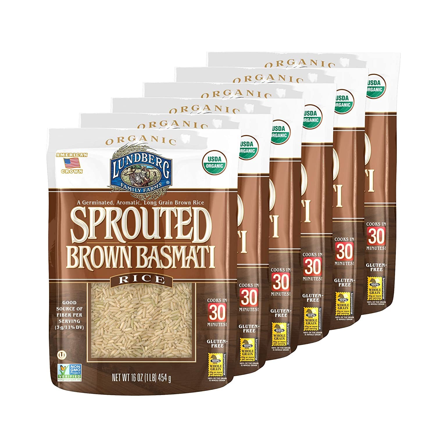 Lundberg Family Farms Organic Sprouted Brown Basmati Rice, Germinated