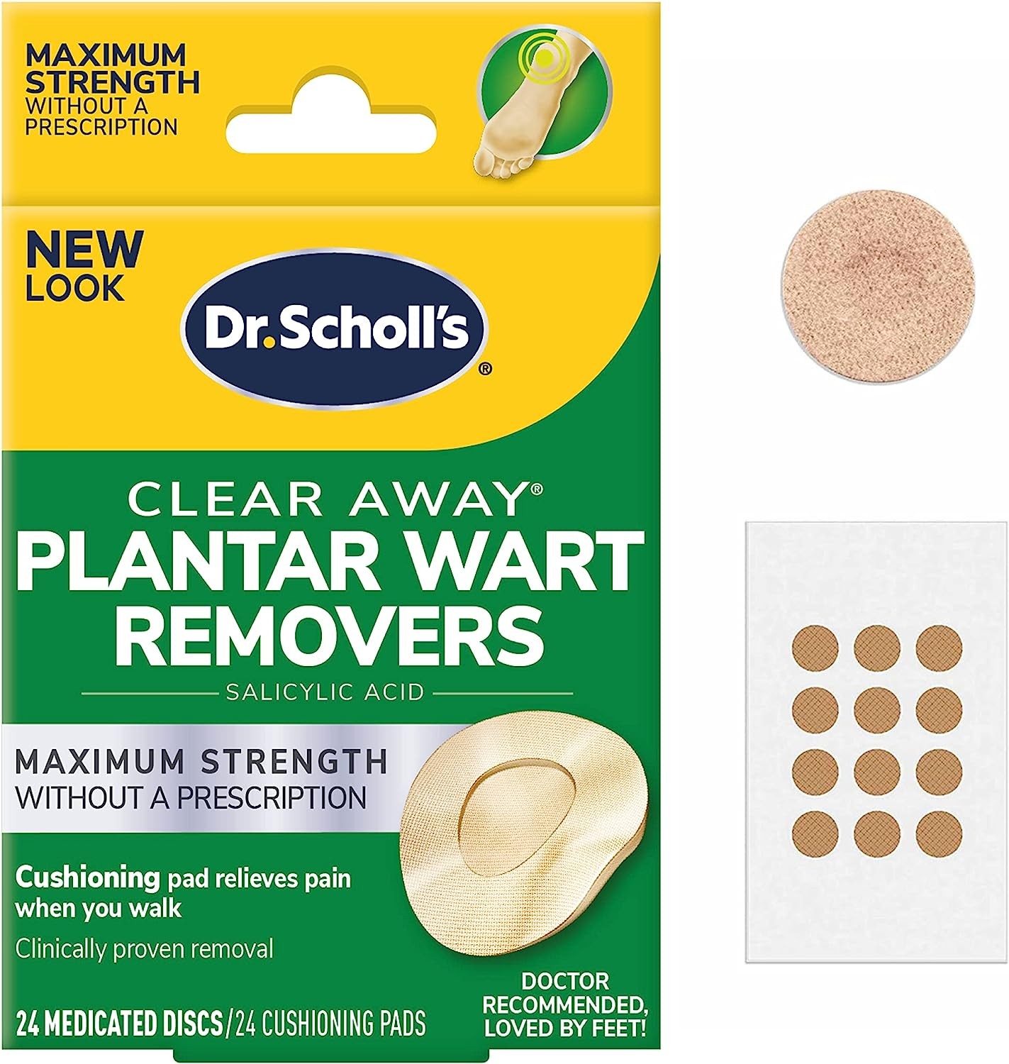 Dr. Scholl's Clear Away Plantar WART Remover // 24 Discs/24 Cushions, Clinically Proven, Maximum