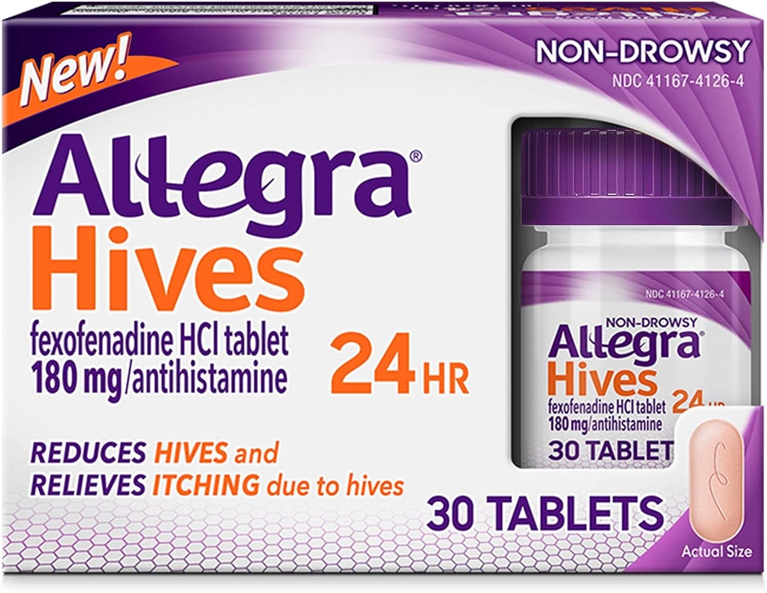 Allegra Hives Non-Drowsy Antihistamine Tablets, 30-Count, 24HR Hives ...