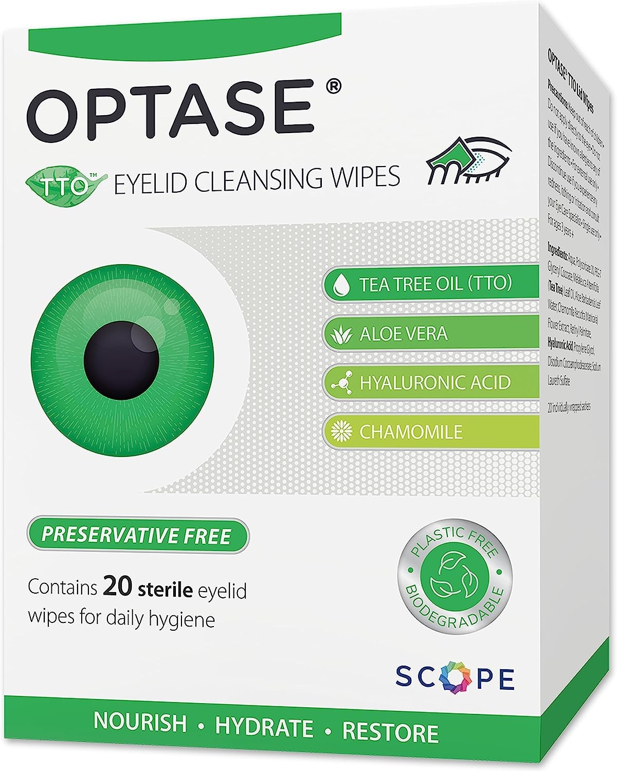 OPTASE Tea Tree Oil Eyelid Wipes Cleansing for Dry Eyes Blepharitis