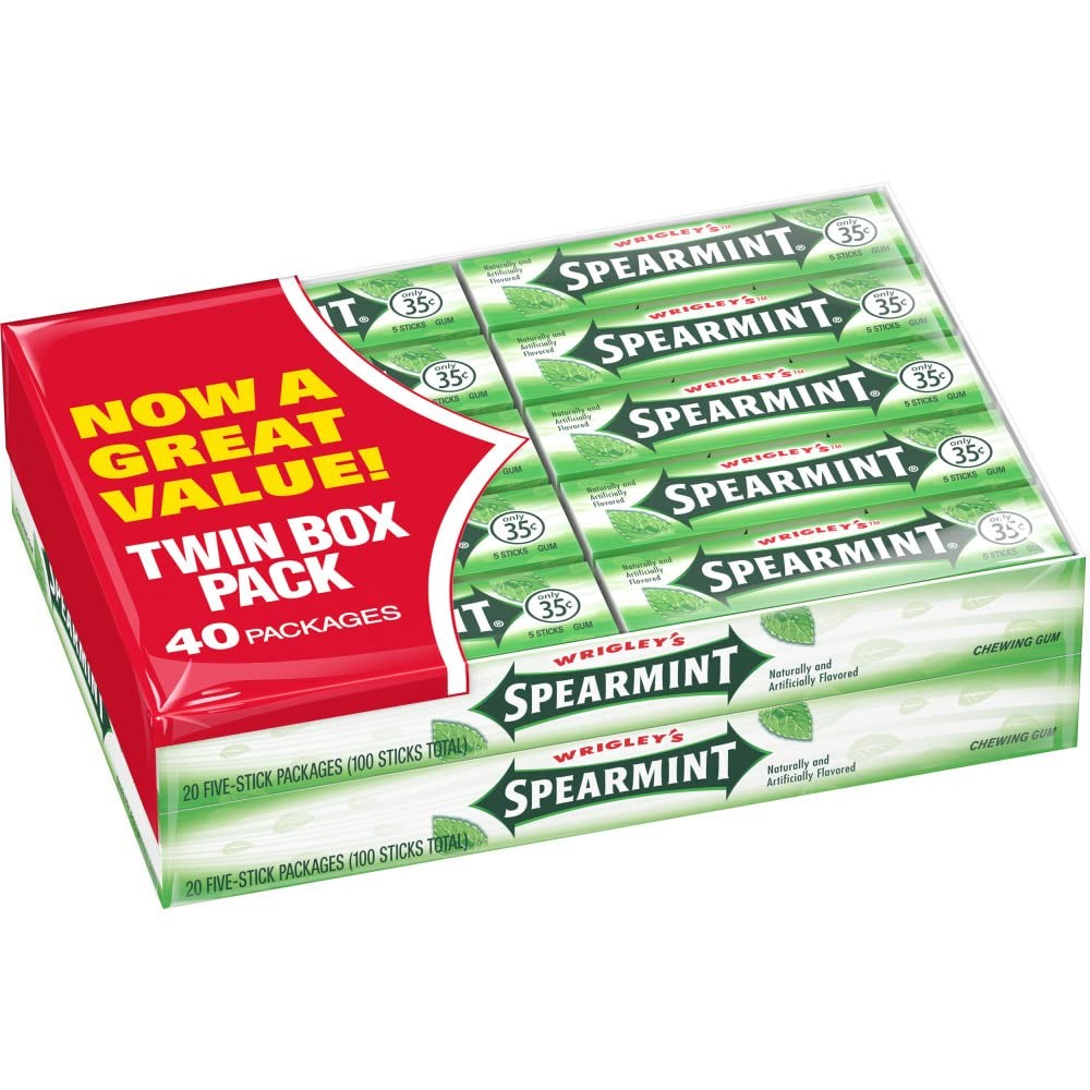 Wrigley's Gum, Spearmint, 5 Count (Pack of 40) Best Deals and Price ...