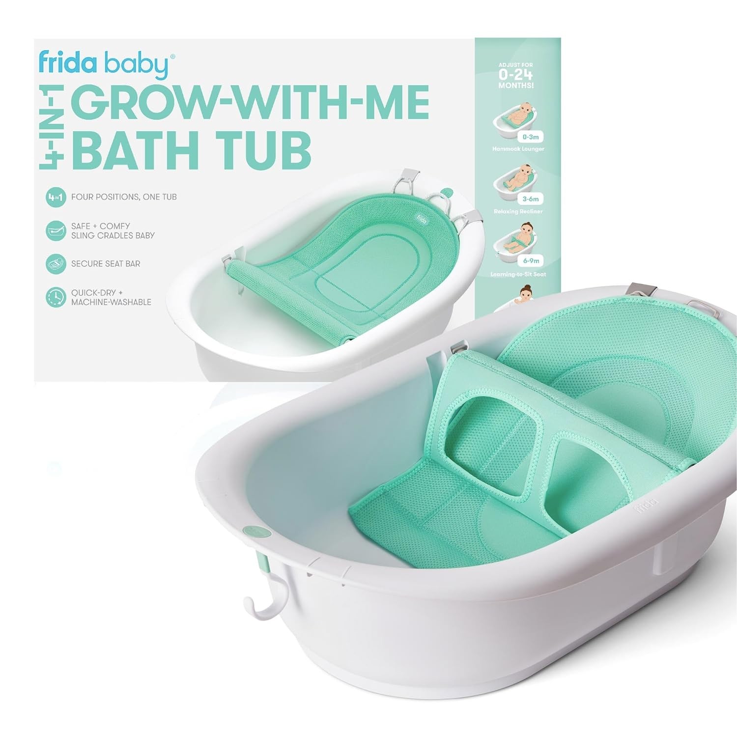Frida Baby 4in1 GrowwithMe Baby Bathtub, Baby Tub for Newborns to