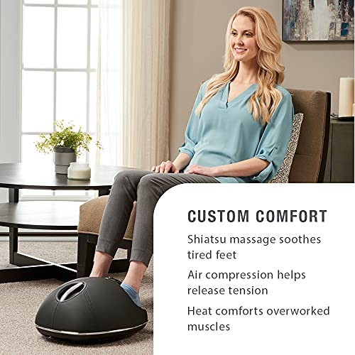 Brookstone FS1 Shiatsu Foot Massager with Heat | Air Compression, Deep ...