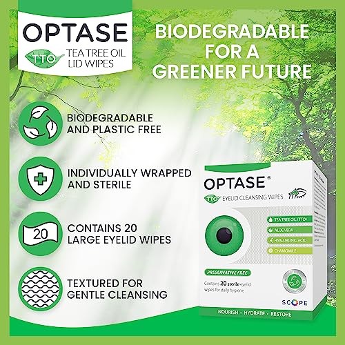 OPTASE Tea Tree Oil Eyelid Wipes Cleansing for Dry Eyes Blepharitis