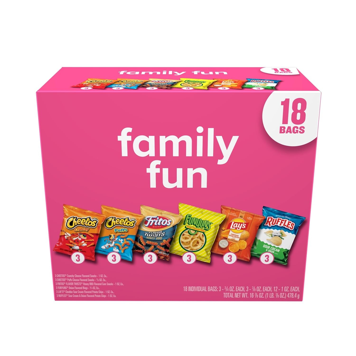 Frito-Lay Snacks Family Fun Mix Chips Variety Pack, Ruffles, Fritos ...