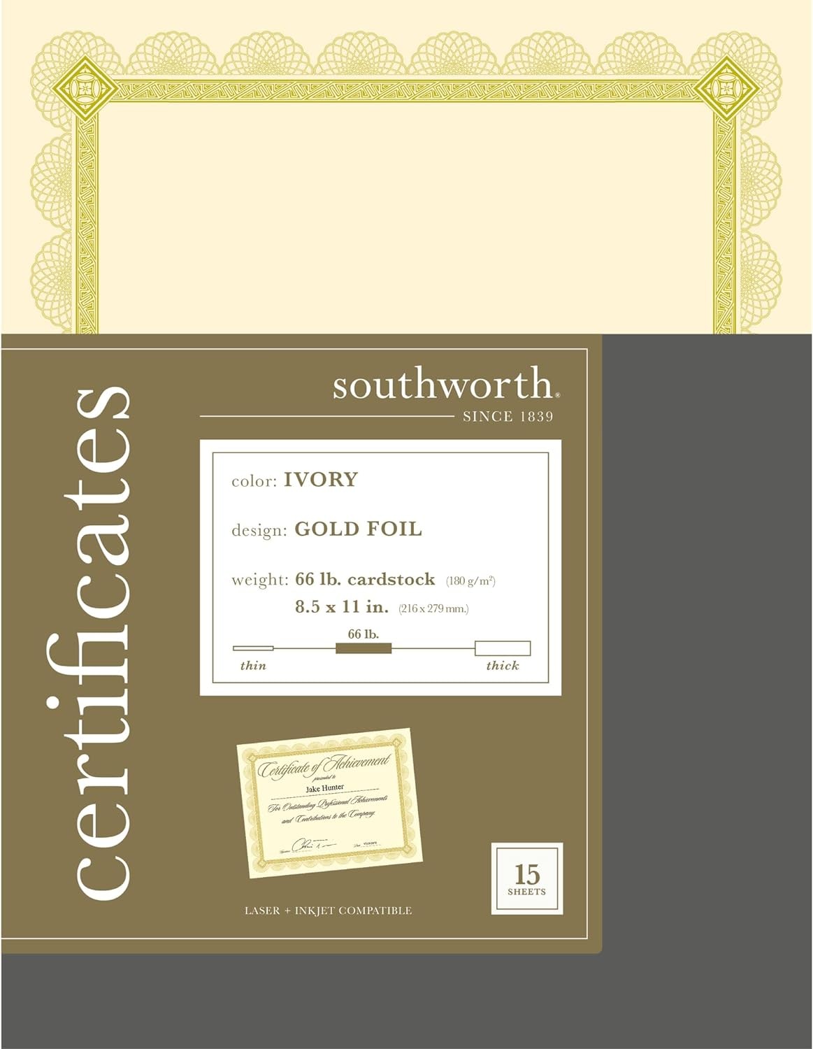 Southworth® Premium Foil Certificates, 8 1/2