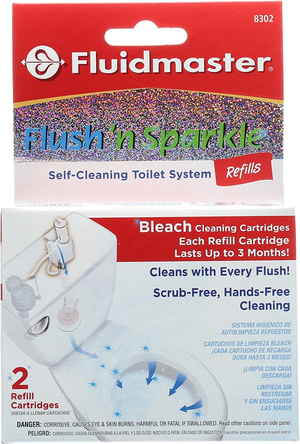 Fluidmaster 8302P8 Flush 'n Sparkle Automatic Toilet Bowl Cleaning