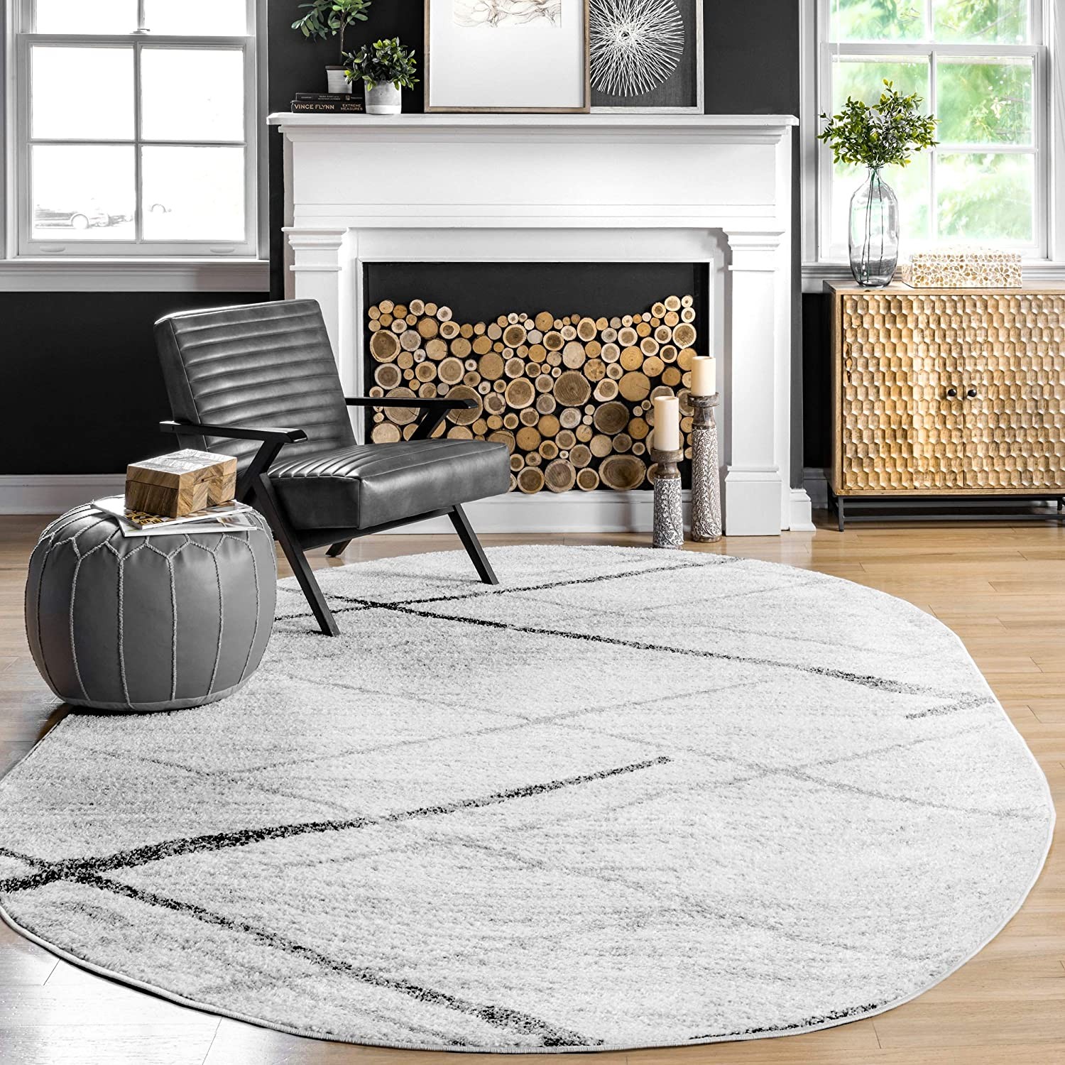 nuLOOM Thigpen Contemporary Area Rug, 3' x 5' Oval, Grey, ModelBDSM04A