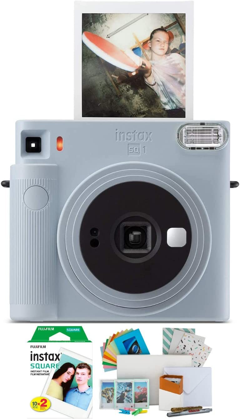 Fujifilm Instax Square SQ1 Instant Camera (Glacier Blue) Bundle with Instax Square Film Twin