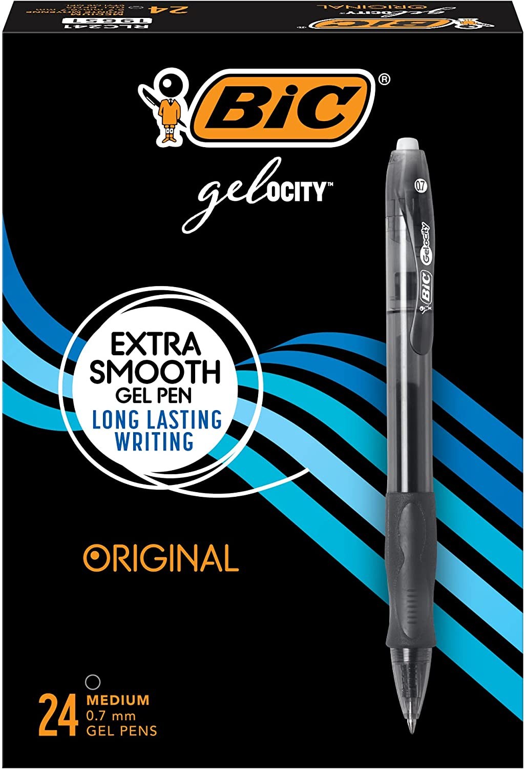 BIC Gel-ocity Original Black Gel Pens, Medium Point (0.7mm), 24-Count ...