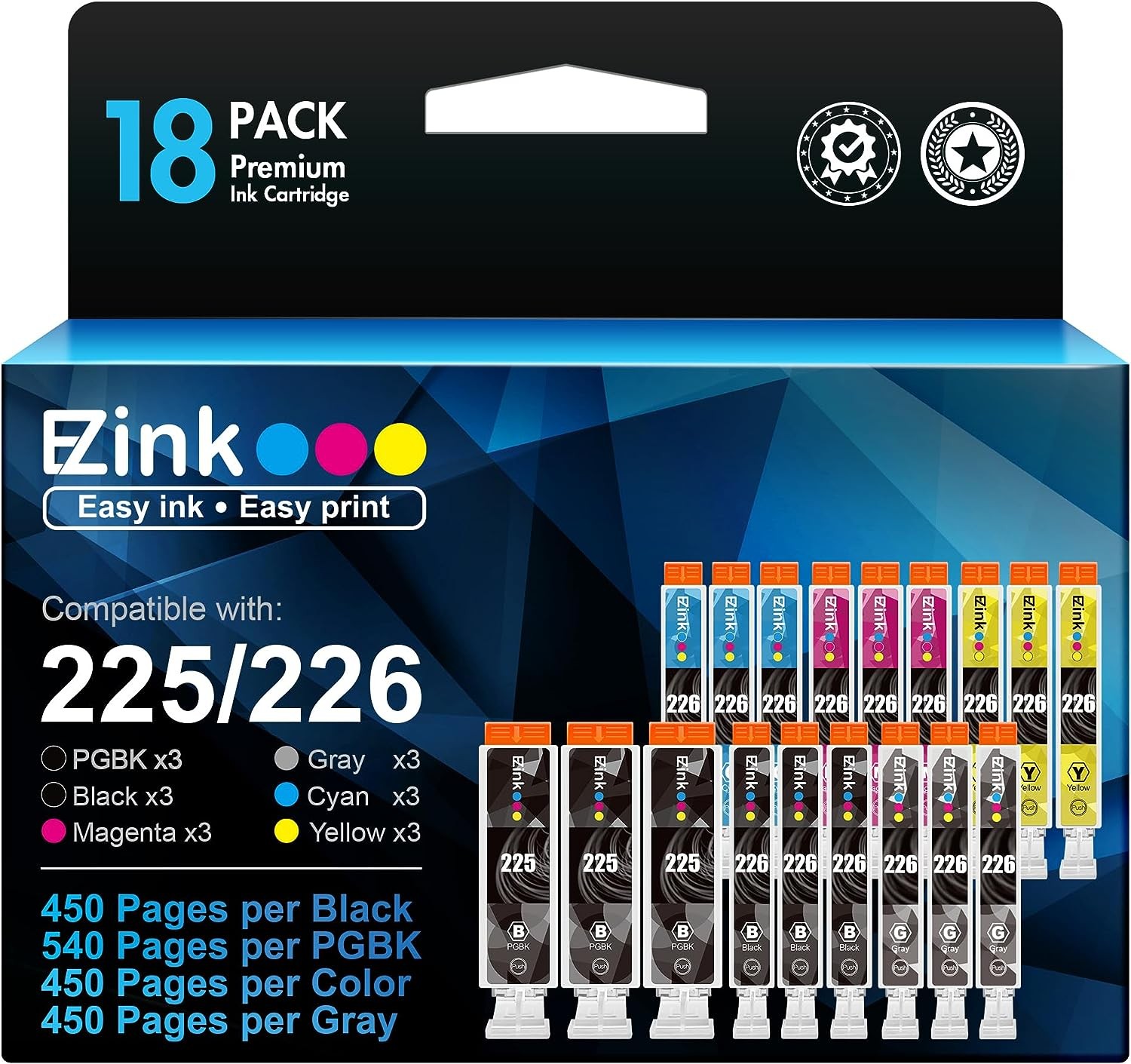 EZ Ink Compatible Ink Cartridge Replacement for Canon PGI225 CLI226
