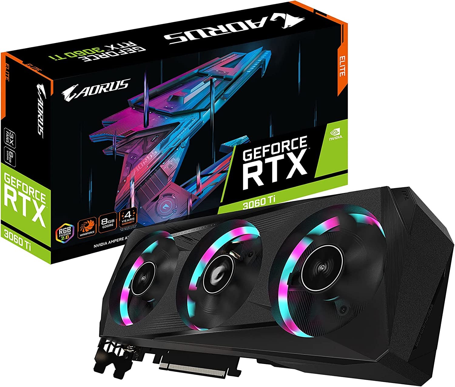 Gigabyte AORUS GeForce RTX 3060 Ti Elite 8G (REV2.0) Graphics Card, 3X ...