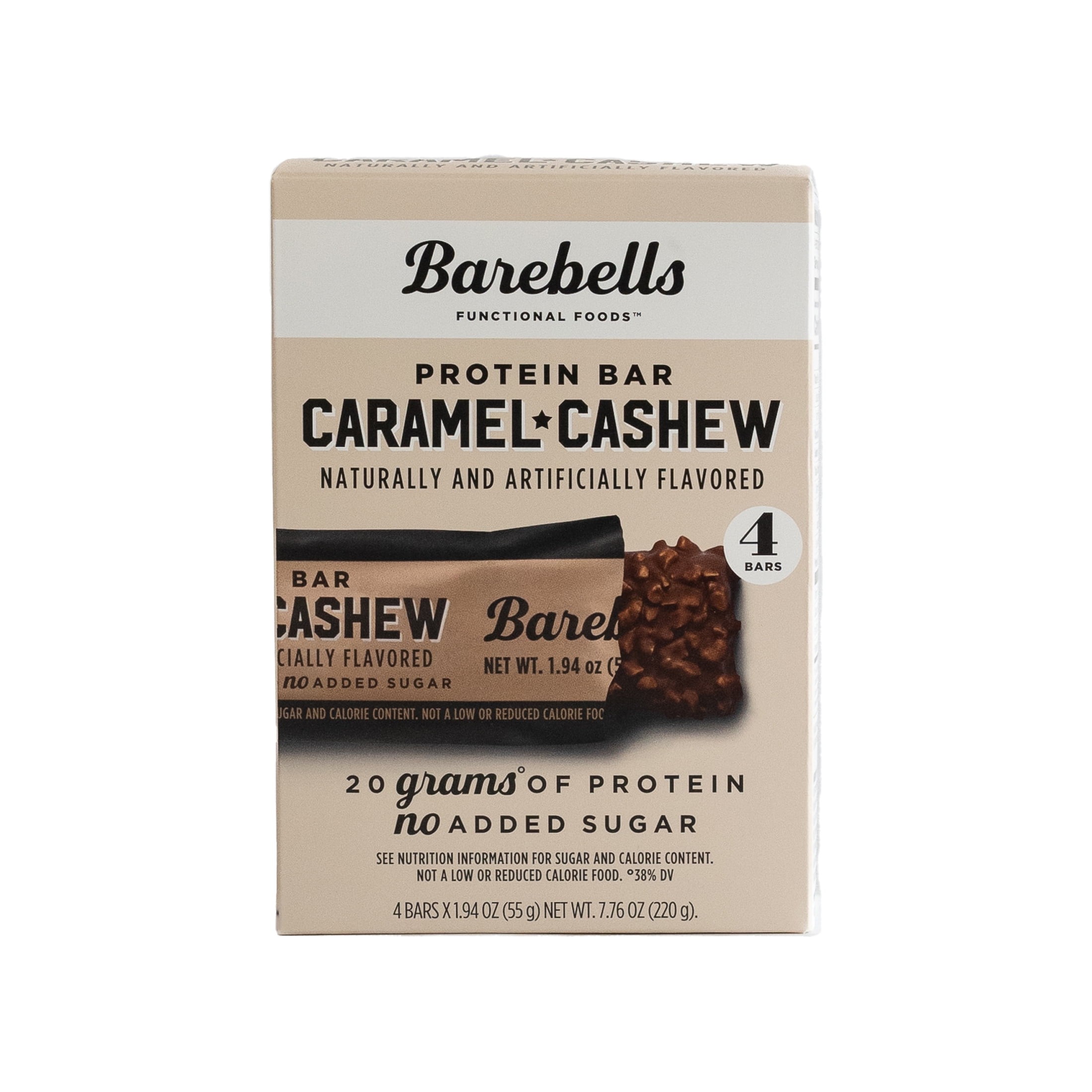 Barebells Protein Bars Caramel Cashew 4 Count, 1.9oz Bars Protein Snacks with 20g of High