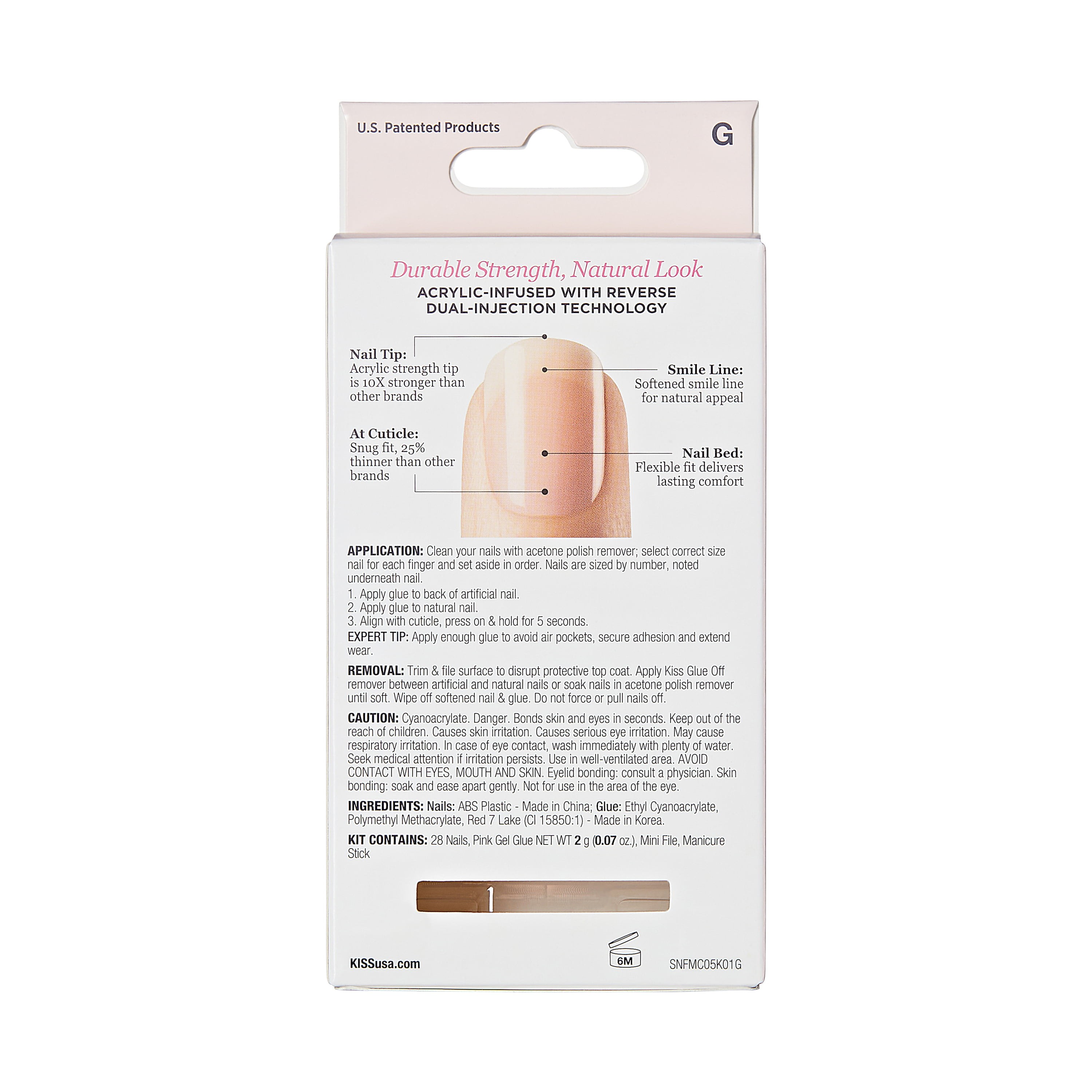 KISS Salon Acrylic French Nail Manicure Set, Medium Length, Square