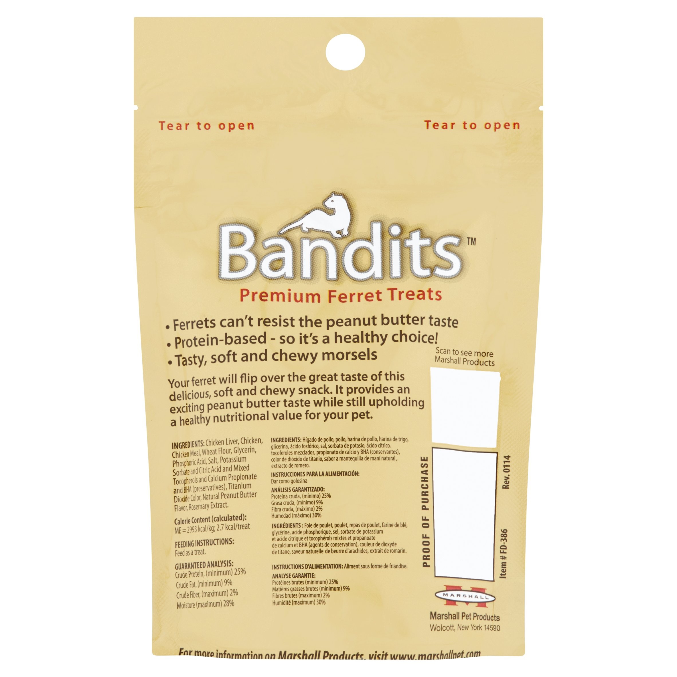 Marshall Pet Products Premium Bandit Treat for Ferrets, Peanut Butter