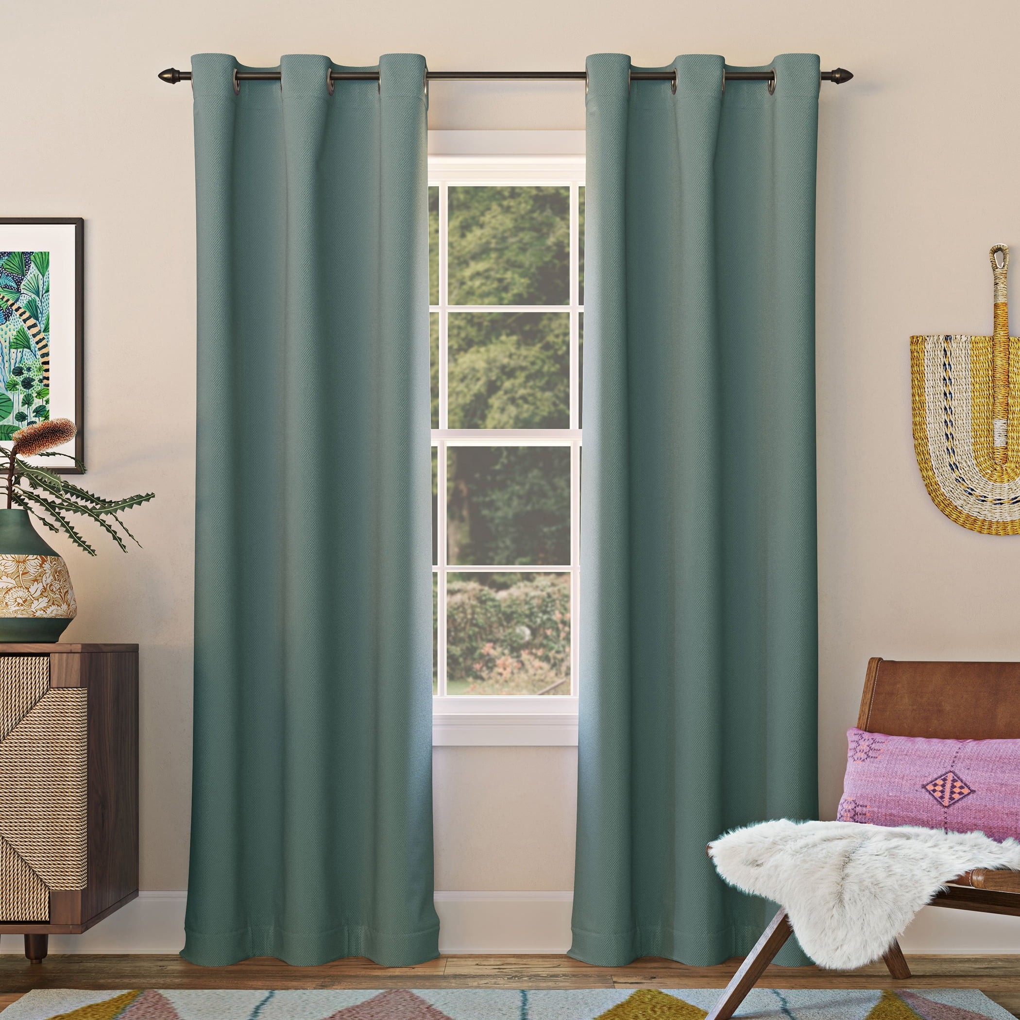 Sun Zero Nolan Energy Efficient Blackout Grommet Single Curtain Panel ...