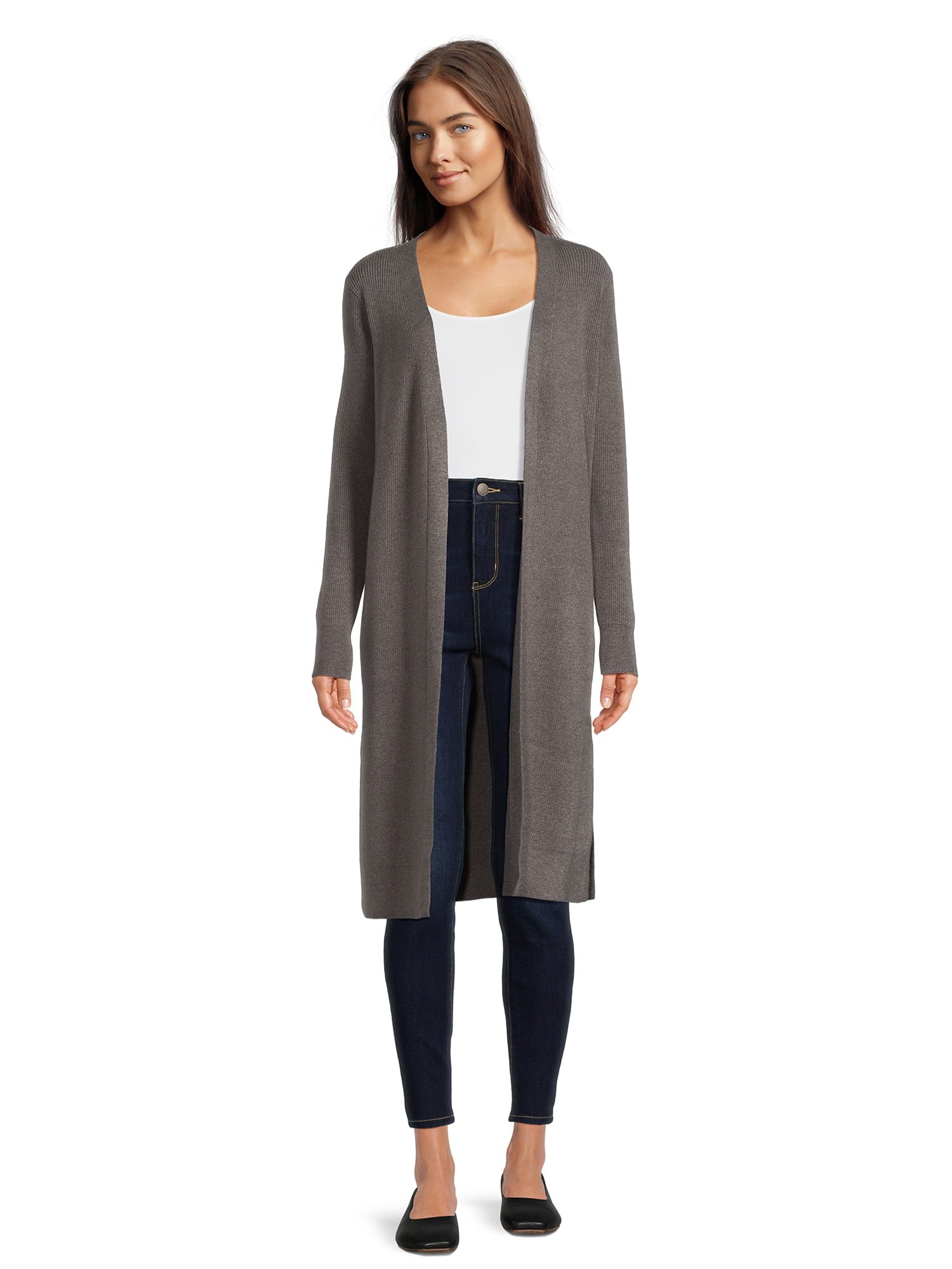 Time and tru outlet women's ribbed duster cardigan