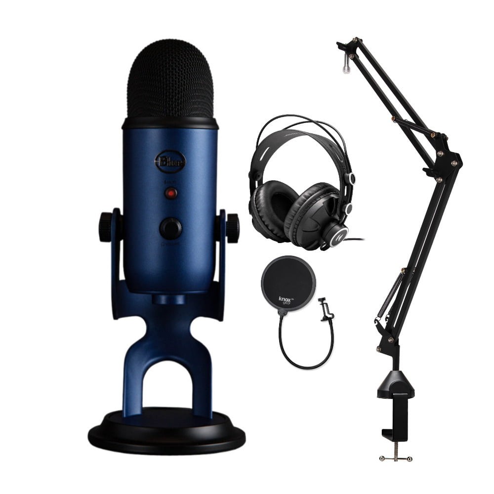 Blue Microphones Yeti USB Microphone (Midnight Blue) with Boom Arm