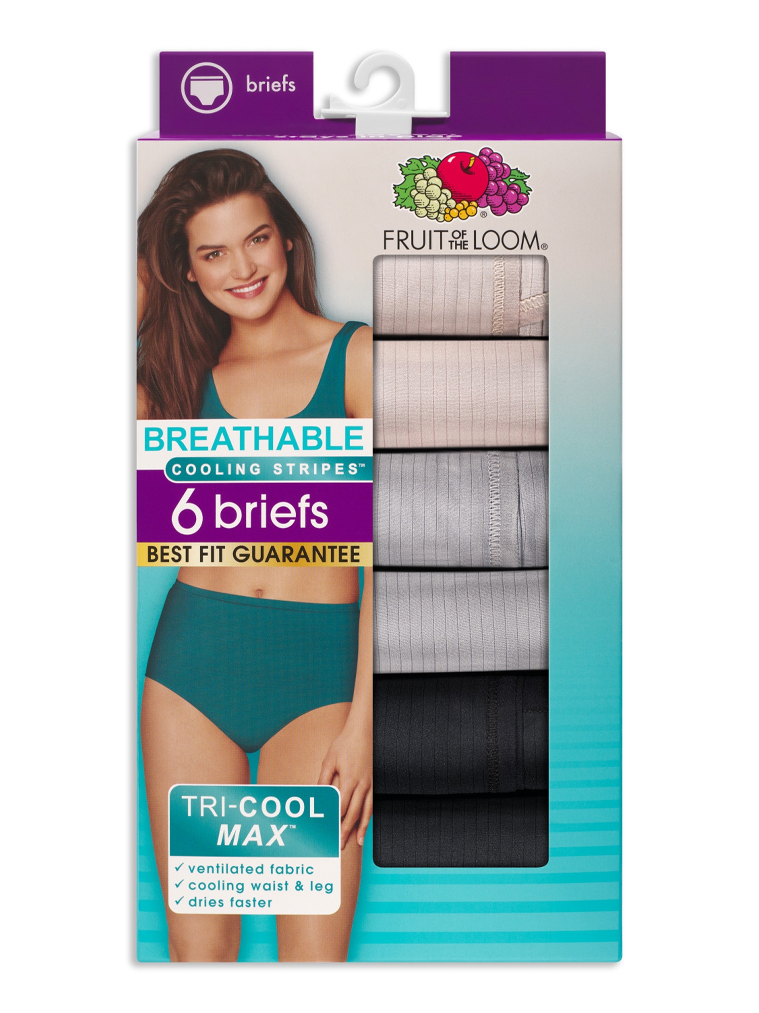 Fruit of the Loom Women's Cotton Stretch Hipster Underwear, 6 Pack, Sizes  S-2XL