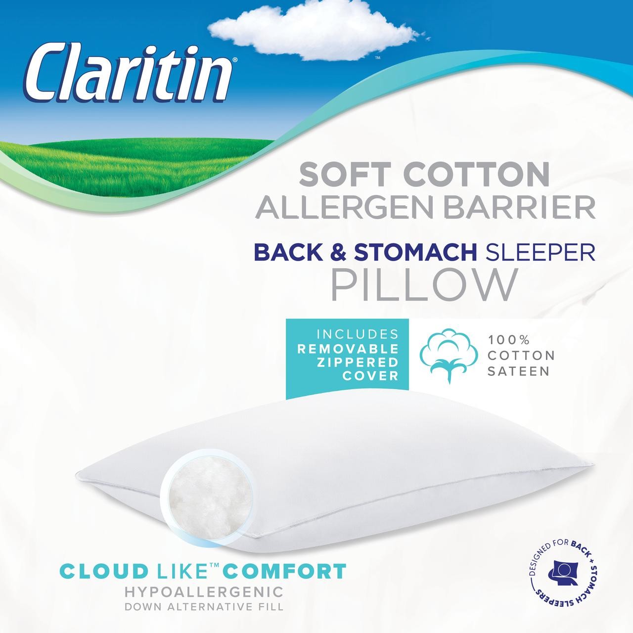 Claritin Standard/Queen Allergen Barrier Bed Pillow Meilleures offres et Historique des prix sur
