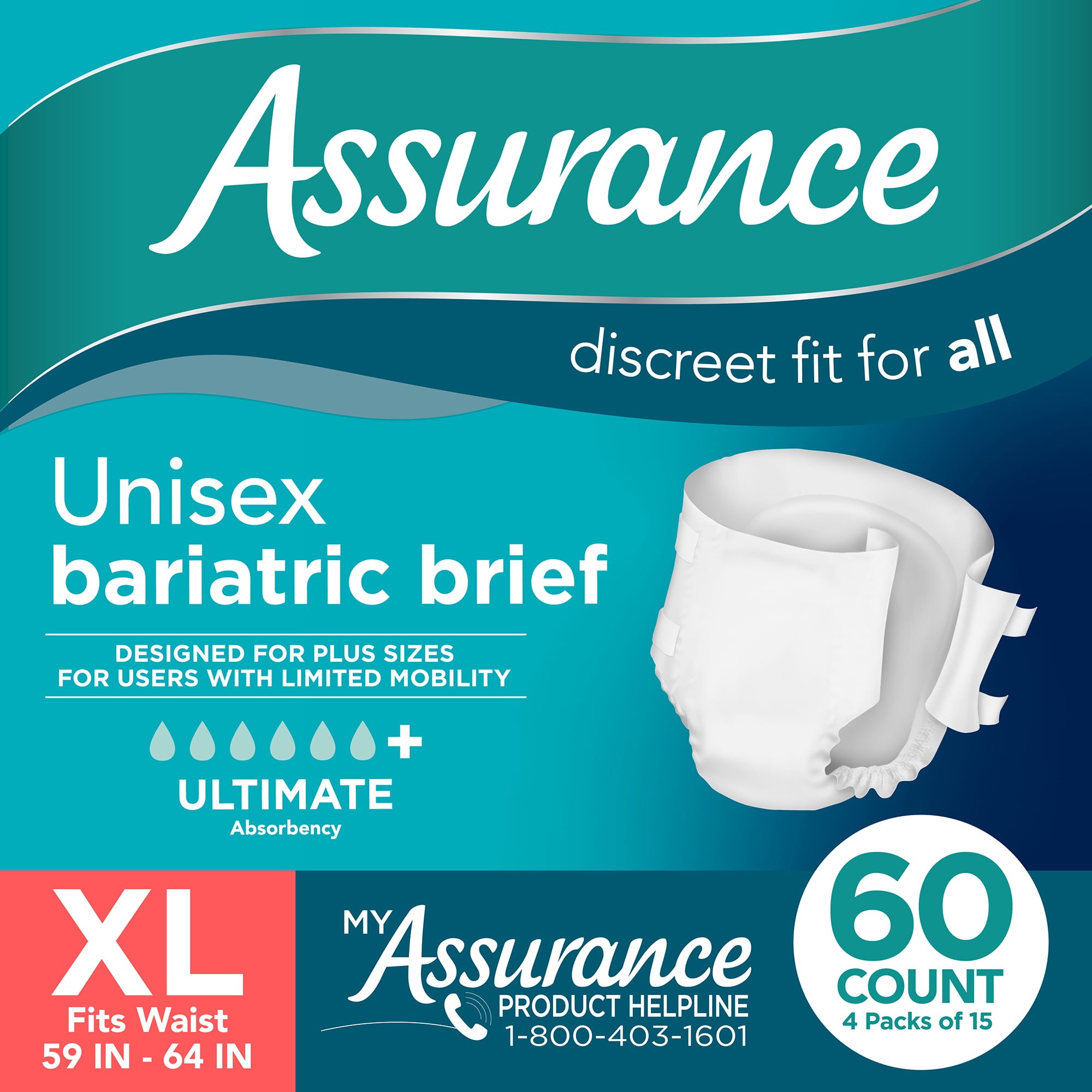 Assurance Men's XL Disposable Underwear with Odor Guard - Pack of 36 for sale on