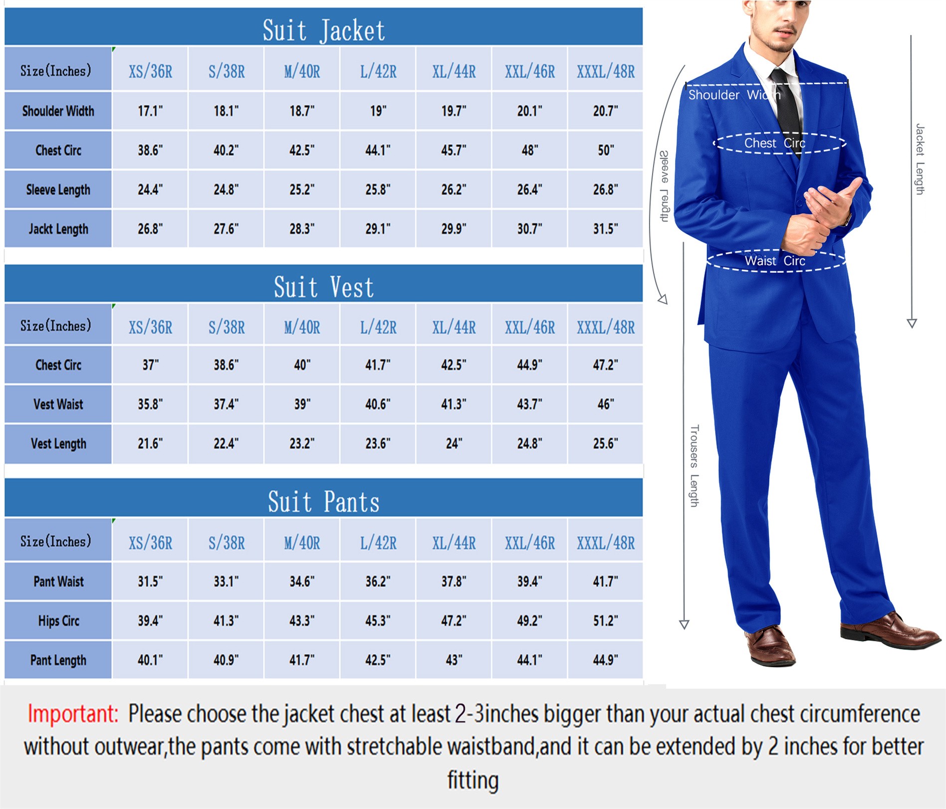 Wehilion Mens Suits Set Slim Fit Men 3 Piece Dress Suit Prom