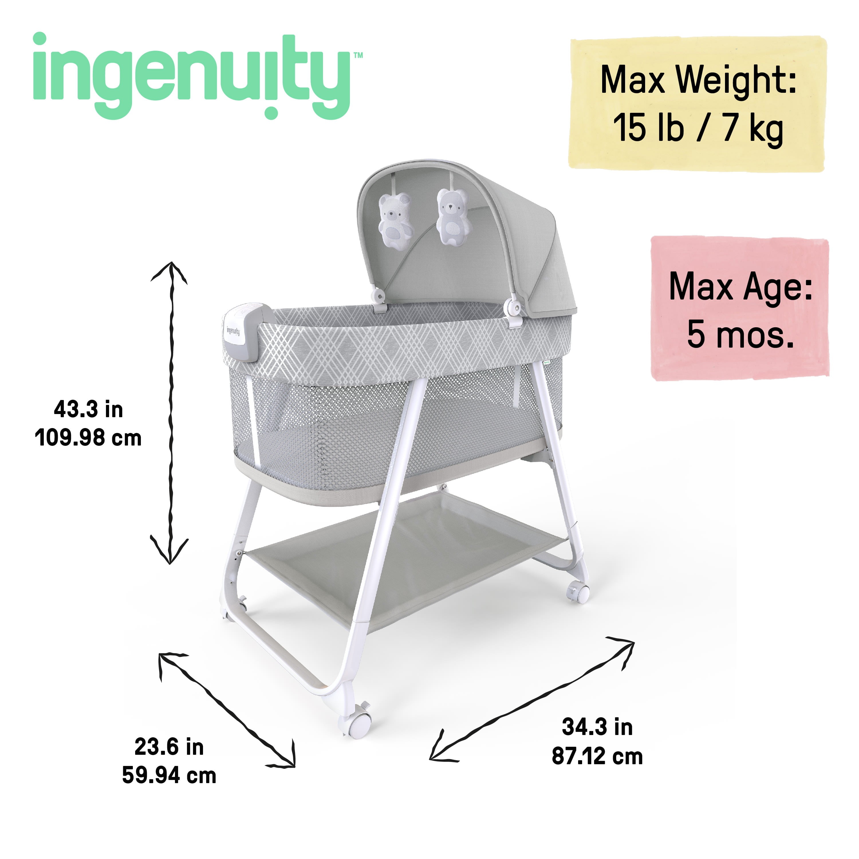 Ingenuity Lullanight Soothing for Baby with Locking Wheels