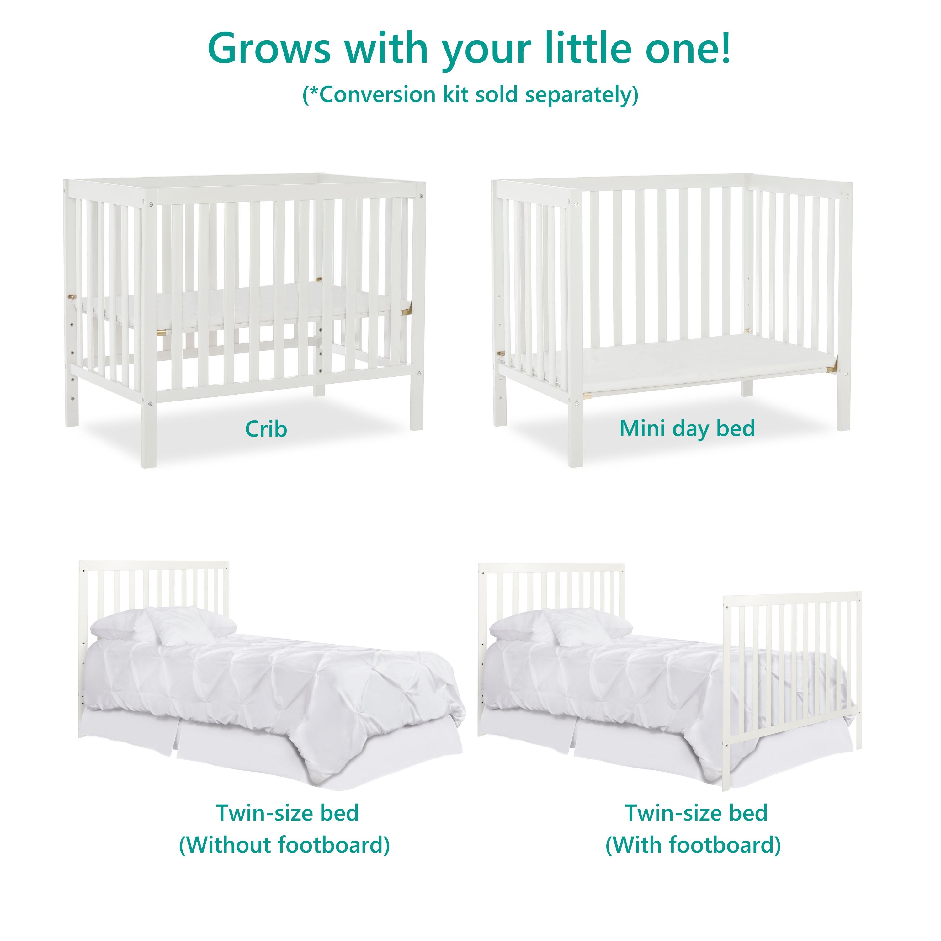 Dream On Me Edgewood 4In1 Convertible Mini Crib In White Best Deals