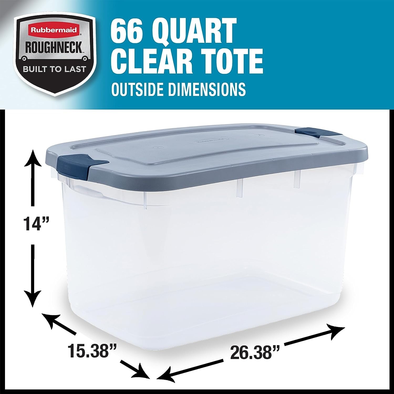 Rubbermaid Cleverstore Clear Plastic Storage Bins with Lids, 95 Qt-4 P