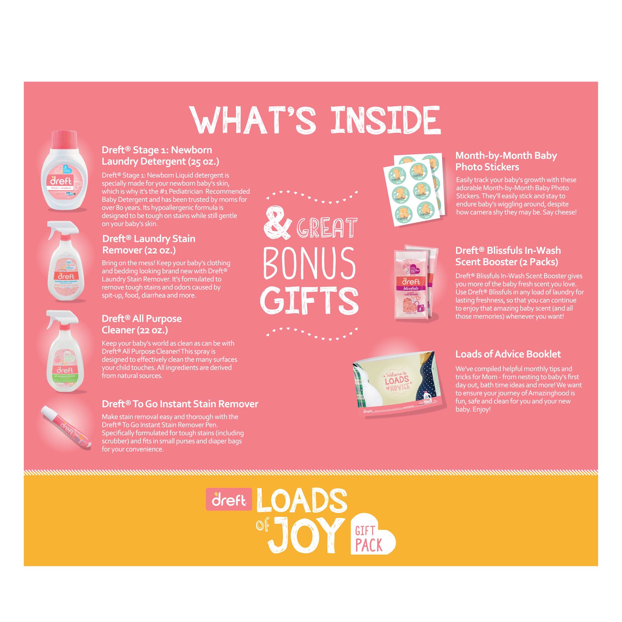 Dreft Loads of Joy Gift Pack, Laundry Set with Baby Laundry Detergent, and Stain Removers Best