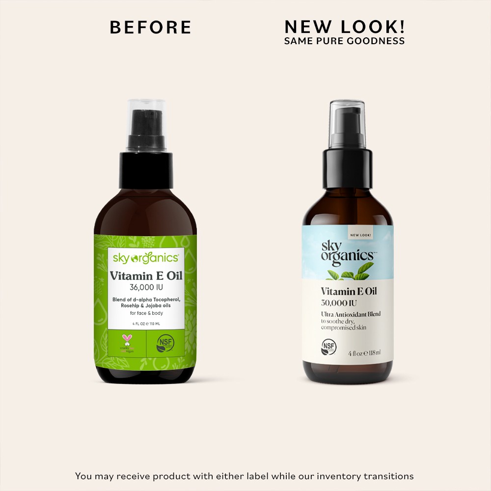 Sky Organics Vitamin E Oil, Moisturizing Oil for Face and Body, 4 fl oz