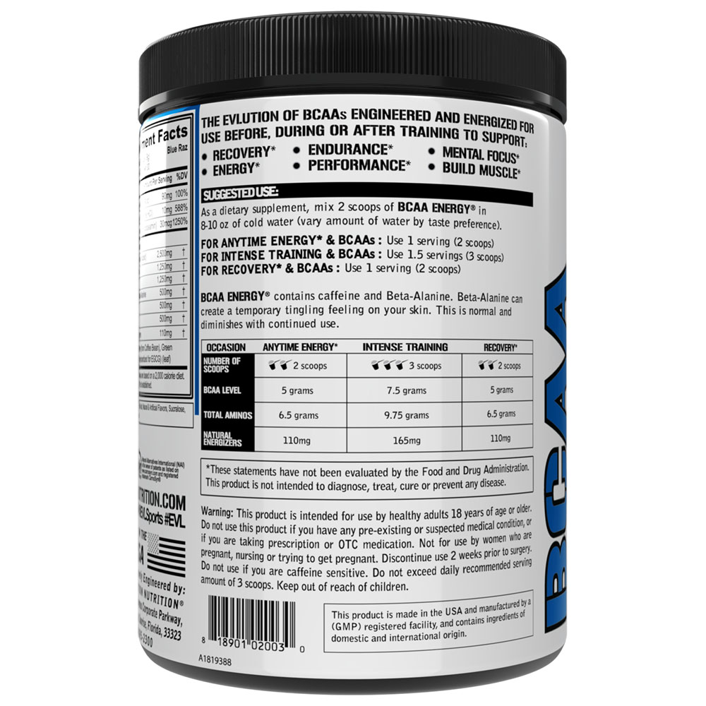 Evlution Nutrition BCAA Energy Powder, 30 Servings, Blue Raz Best Deals