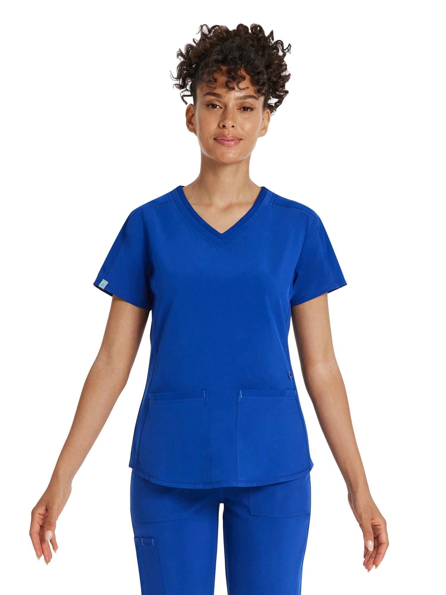 Scrubstar Women's Active Stretch Rib-Knit Side Panel V-Neck Scrub Top WD845