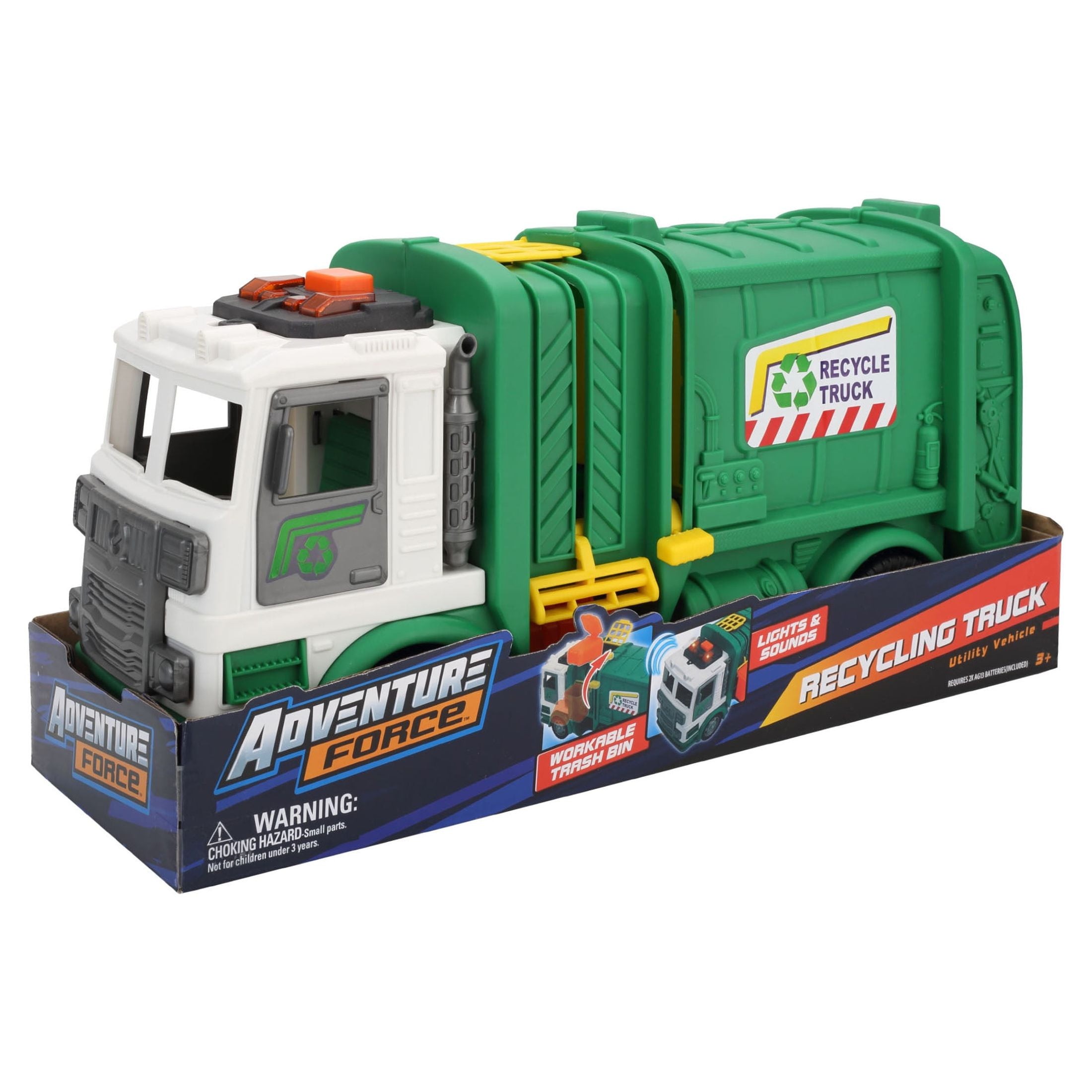 Mejores ofertas e historial de precios de Adventure Force Utility Vehicle with Light Sound Recycle Truck Realistic backup lights and recycle truck sounds Liftable elevator and rubbish bin Free wheelin...