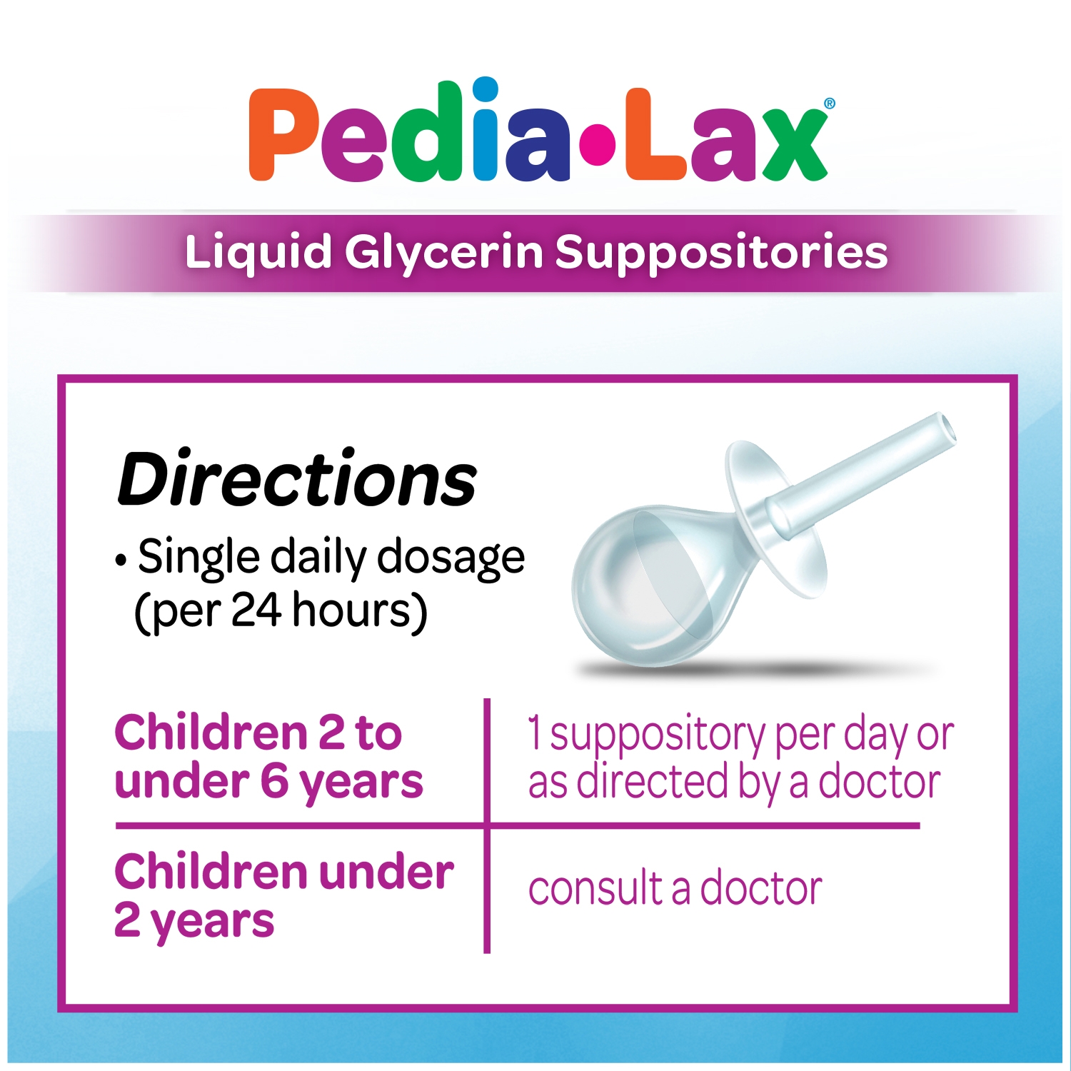 PediaLax Laxative Liquid Glycerin Suppositories for Kids, Ages 25, 6