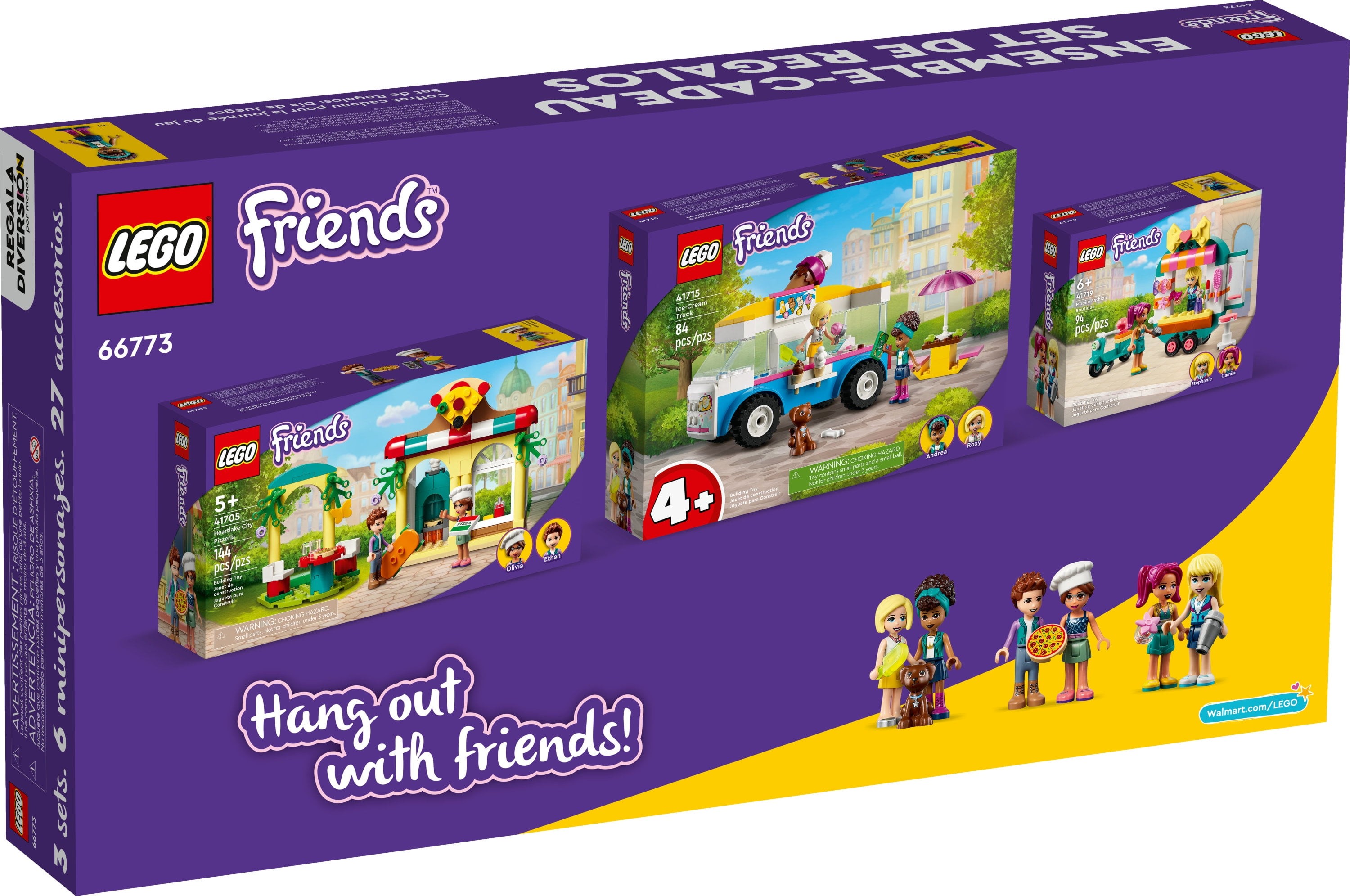 LEGO Friends Play Day Gift Set 66773, 3 in 1 Building Toy Set for 6 Year  Old Girls and Boys, Includes Ice Cream Truck, Mobile Fashion Boutique, and