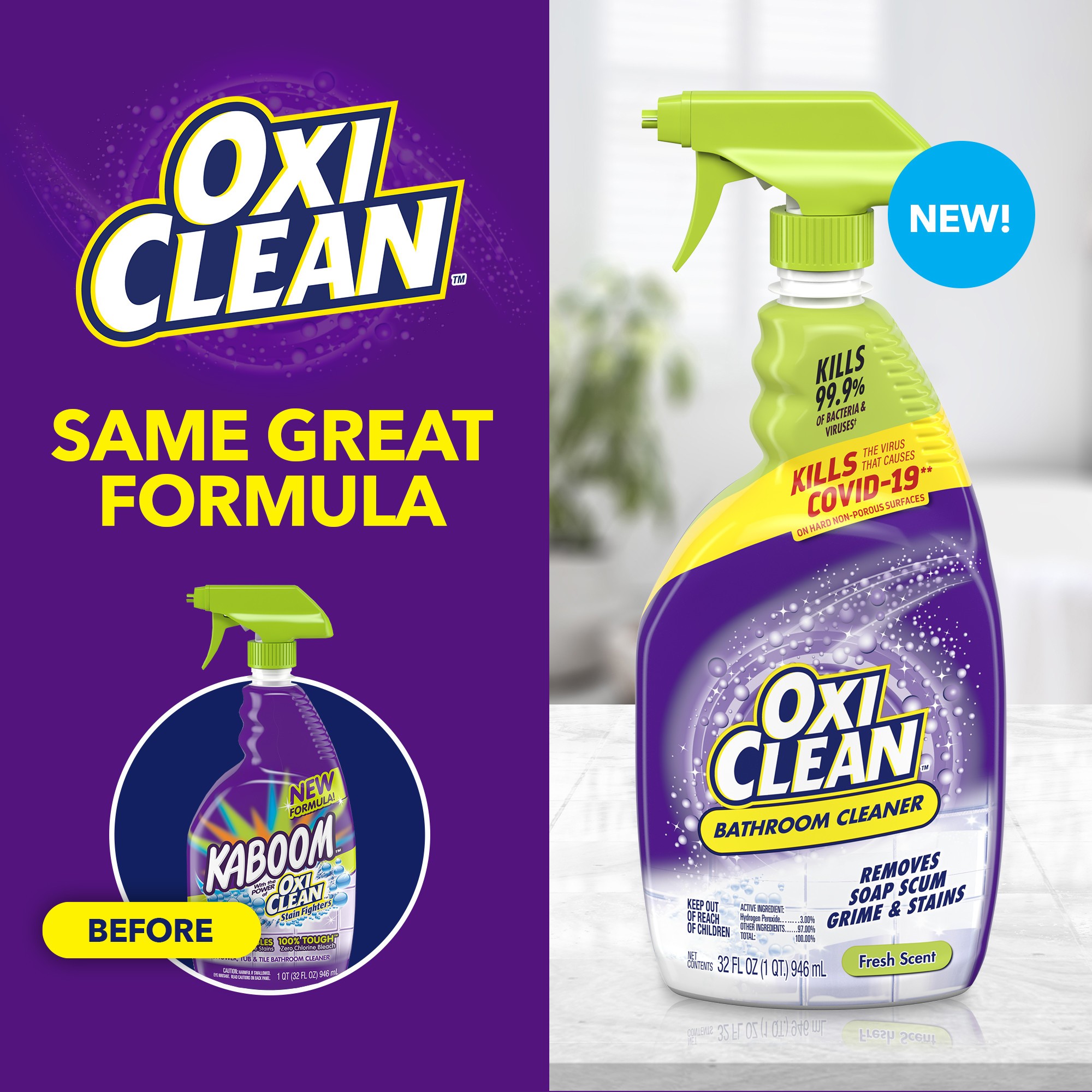 OxiClean Bathroom Cleaner, Shower, Tub Tile, powered by OxiClean