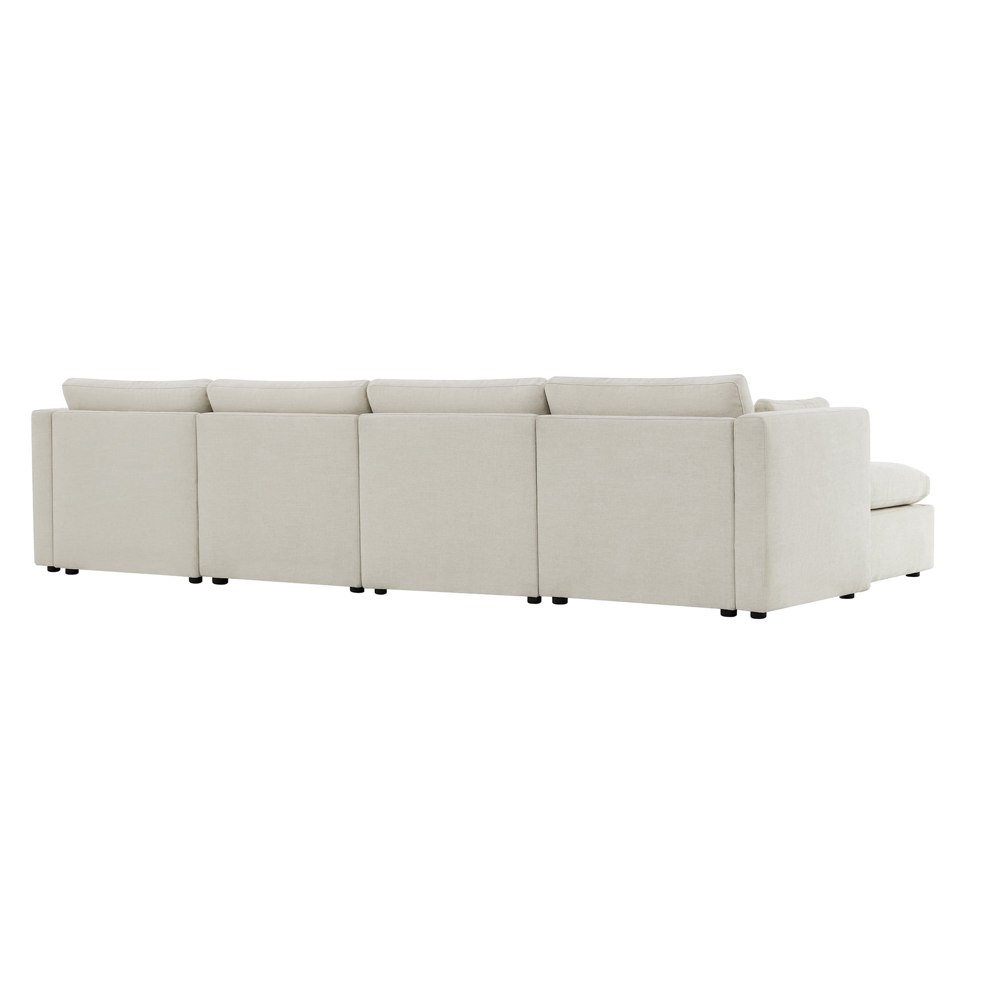 75 Modern Sectional Sofa Couch, 4-Seat L-Shaped Upholstered Couch Set with 3 Free Pillows, Beige-ModernLuxe