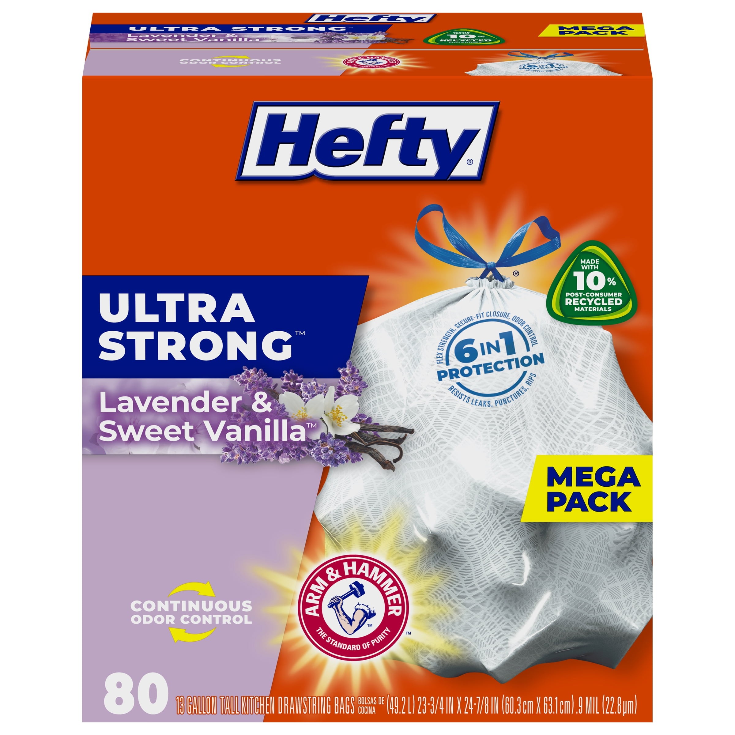 Hefty Ultra Strong Multipurpose Large Trash Bags, Black, Unscented Scent,  33 Gallon, 40 Count