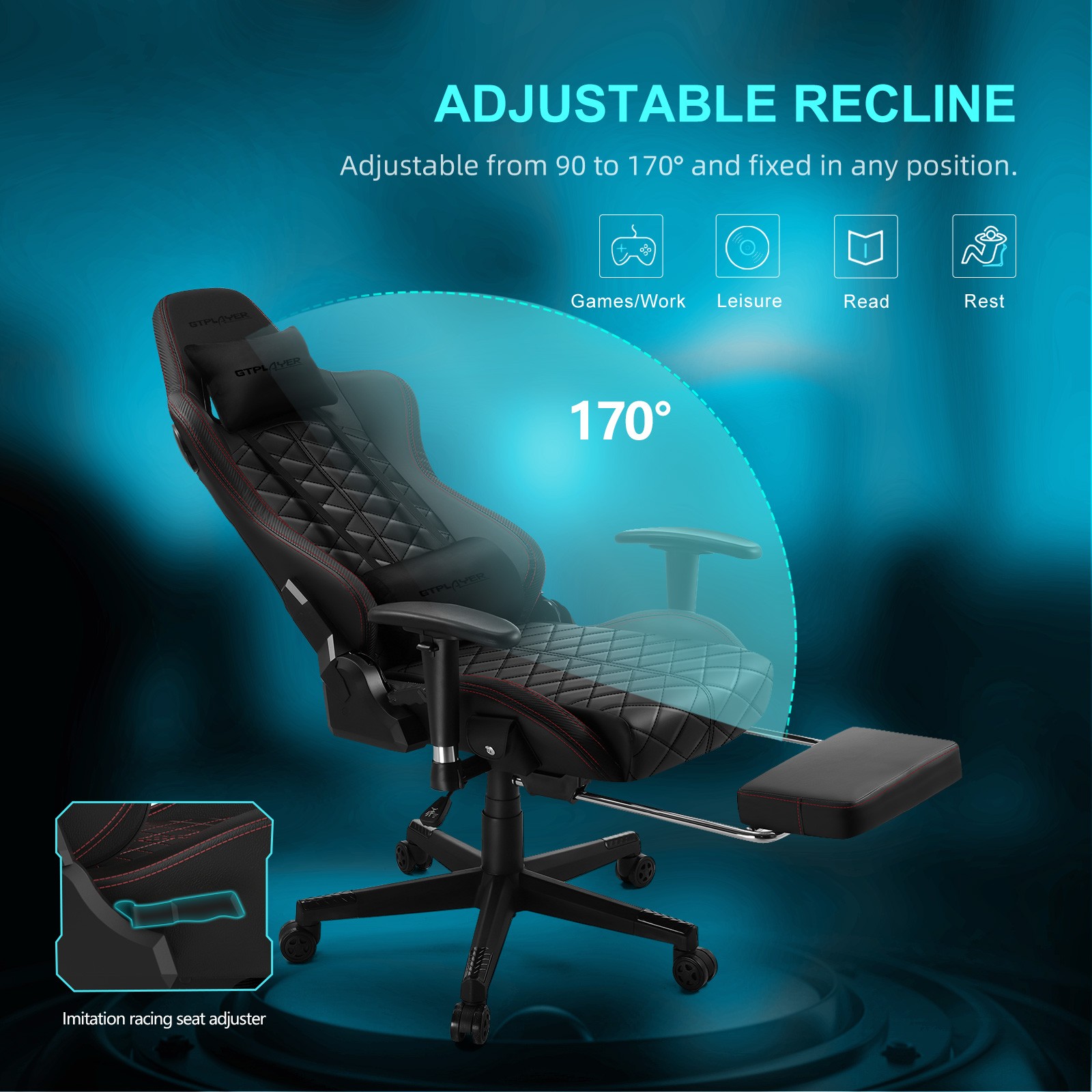 GameFitz Gaming Chair with Footrest 