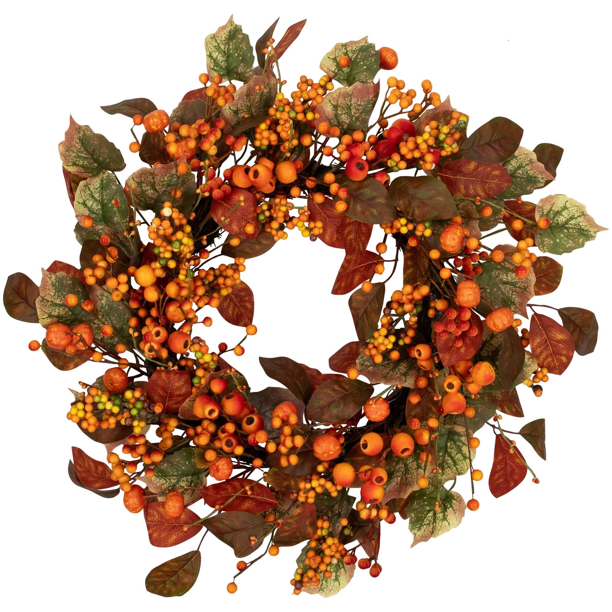 Northlight Mini Gourds and Berries Artificial Fall Harvest Wreath - 24 ...
