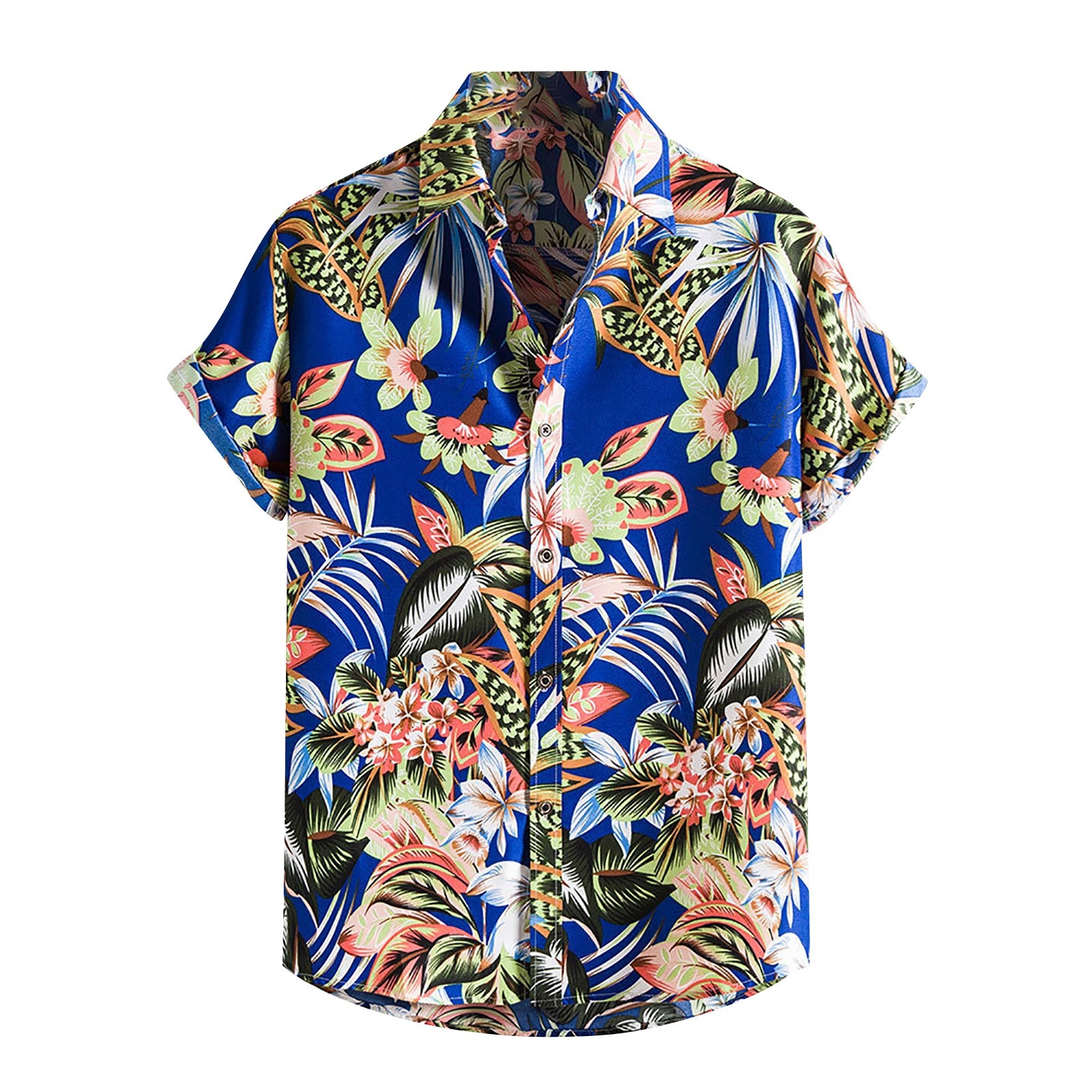 Lars Amadeus Men's Summer Floral Printed Short Sleeves Button Down