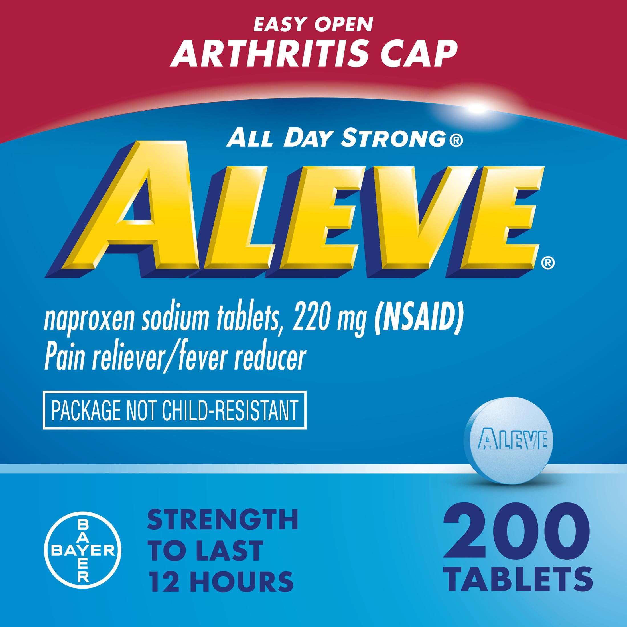 Aleve Tablets Easy Open Arthritis Cap Naproxen Sodium Pain Reliever