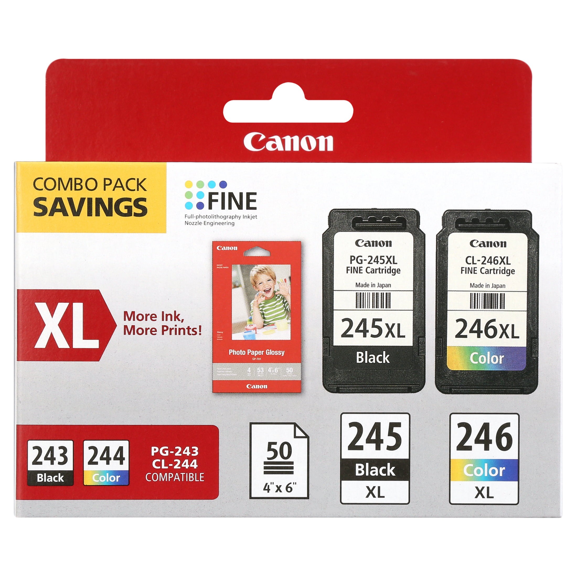 Compatible 2-Pack PG-245 XL & CL-246 XL Ink Cartridges For Canon Pixma MG2520 MG2522 TR4520 TS3322 - View #2