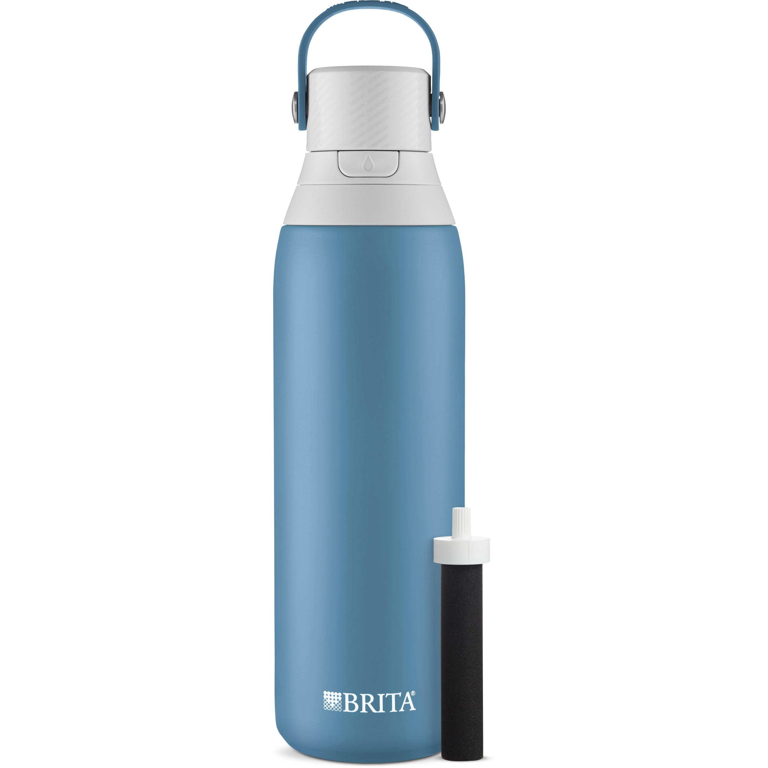 Brita Premium Stainless Steel Leak Proof Filtered Water Bottle, Blue ...