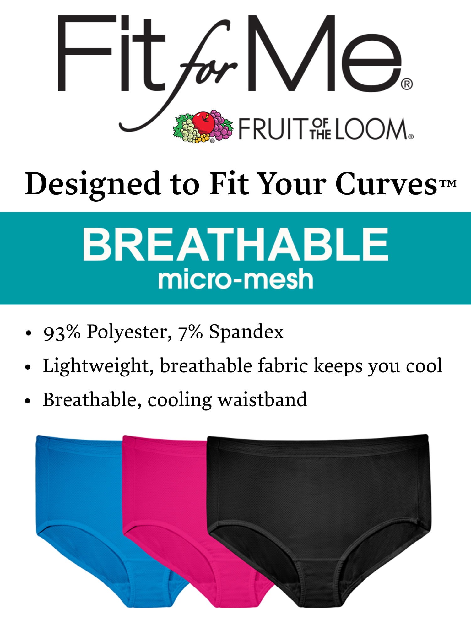 Mejores ofertas e historial de precios de Fit for Me by Fruit of the Loom  Women's Plus Size Breathable Micro-Mesh Brief Underwear, 10 Pack en