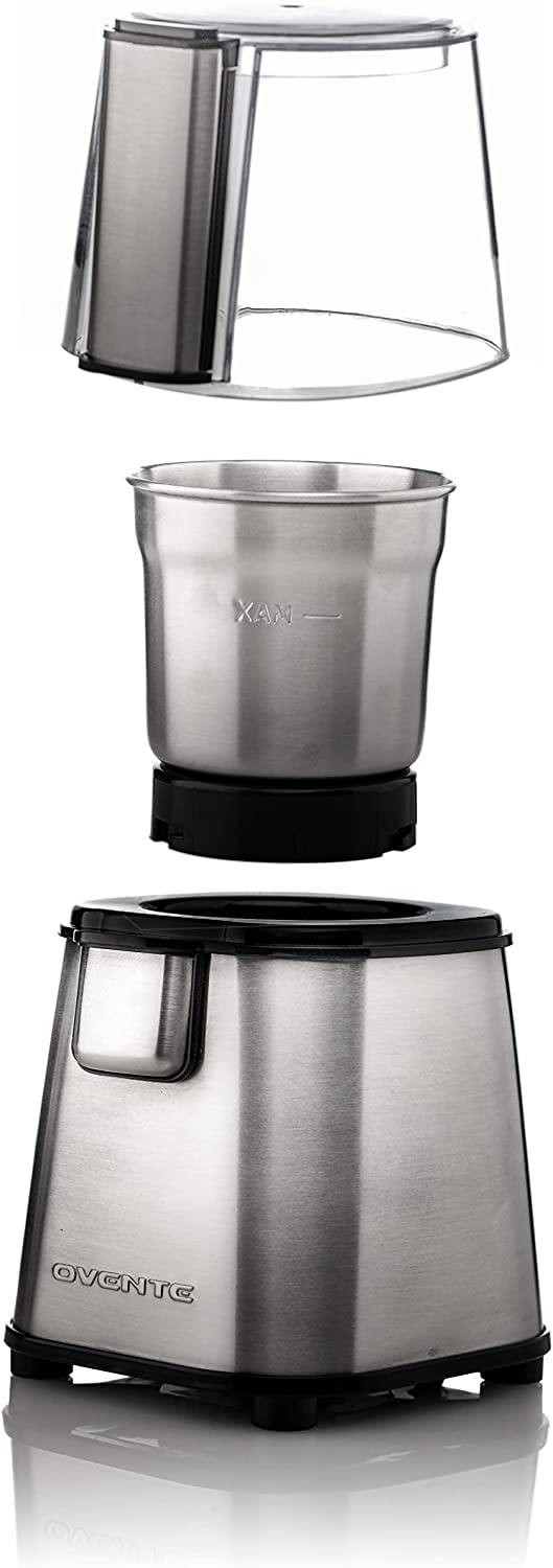 OVENTE Electric Coffee & Tea Grinder Mill 2.1 Oz Cup Fresh Grind with 4 Blade Stainless Steel