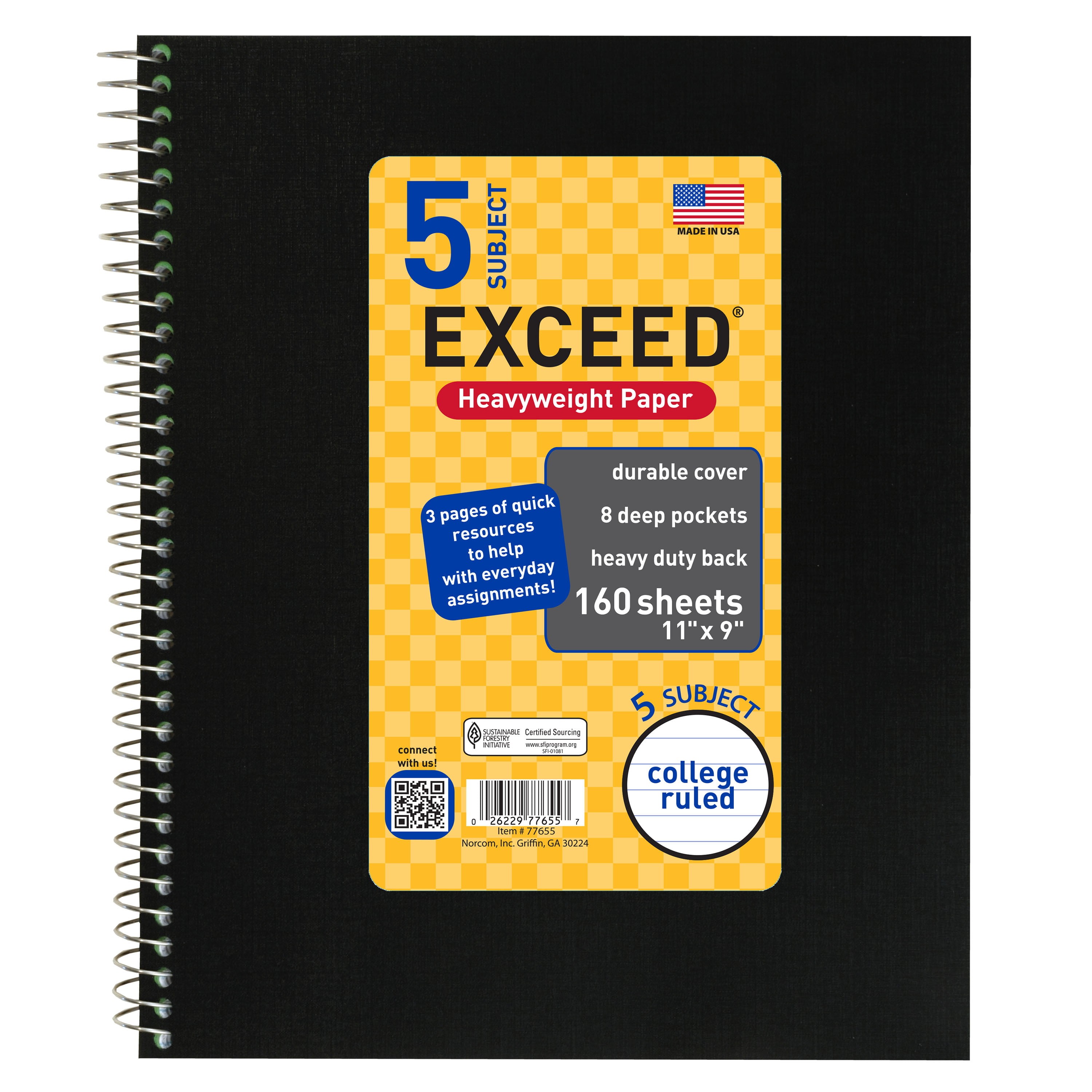 Office Depot Brand Stellar Notebook With Spine Cover 6 x 9 12 3 Subject  College Ruled 120 Sheets Black - Office Depot