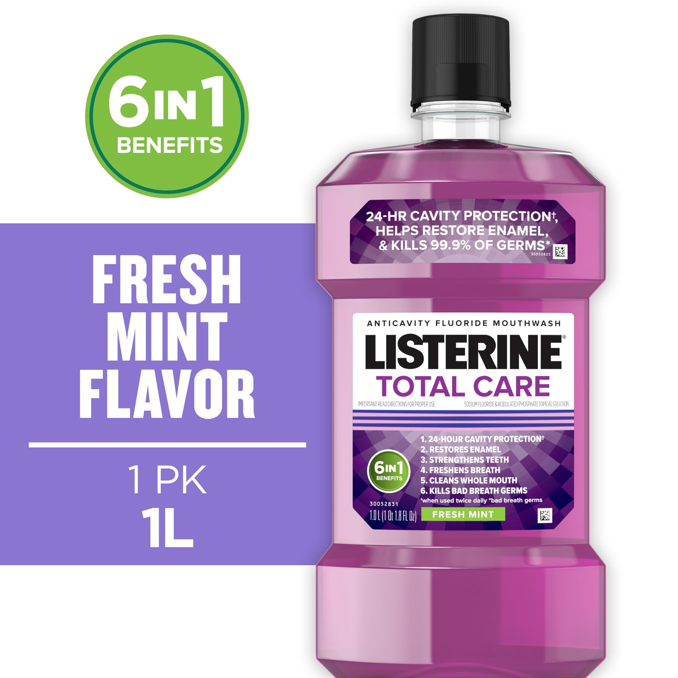 Listerine Total Care Anticavity Fluoride Mouthwash/Mouth Rinse, Fresh ...